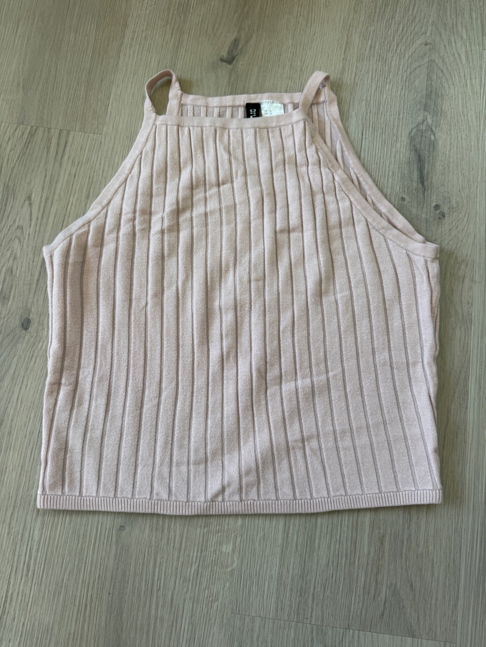 Divided Ribbed Sleeveless Knit Tank Top Camisole- Pale Pink